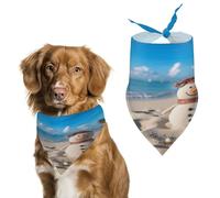 Stylish Pet Bandana for Cats & Dogs, Sand Snowman on Beach Print Triangle Scarf, Lightweight & Durable, Perfect for Daily Wear Or Special Events