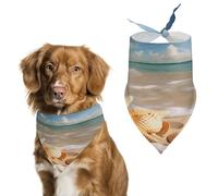 Stylish Pet Bandana for Cats & Dogs, Seashells Starfish on Beach Print Triangle Scarf, Lightweight & Durable, Perfect for Daily Wear Or Special Events