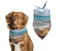 Stylish Pet Bandana for Cats & Dogs, Seashells Starfish on Beach Print Triangle Scarf, Lightweight & Durable, Perfect for Daily Wear Or Special Events