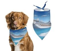 Stylish Pet Bandana for Cats & Dogs, Seaside Cruise Ship Print Triangle Scarf, Lightweight & Durable, Perfect for Daily Wear Or Special Events