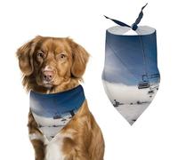 Stylish Pet Bandana for Cats & Dogs, Ski Lift at Sunshine Print Triangle Scarf, Lightweight & Durable, Perfect for Daily Wear Or Special Events