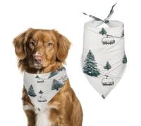 Stylish Pet Bandana for Cats & Dogs, Ski Lift with Fir Tree Print Triangle Scarf, Lightweight & Durable, Perfect for Daily Wear Or Special Events
