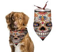 Stylish Pet Bandana for Cats & Dogs, Sugar Skulls Print Triangle Scarf, Lightweight & Durable, Perfect for Daily Wear Or Special Events