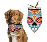 Stylish Pet Bandana for Cats & Dogs, Sugar Skulls Print Triangle Scarf, Lightweight & Durable, Perfect for Daily Wear Or Special Events
