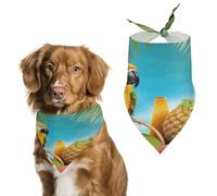 Stylish Pet Bandana for Cats & Dogs, Summer Parrot Pineapple Birds Print Triangle Scarf, Lightweight & Durable, Perfect for Daily Wear Or Special Events