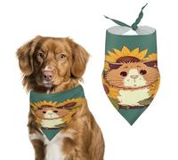 Stylish Pet Bandana for Cats & Dogs, Sunflower Hamster Cartoon Print Triangle Scarf, Lightweight & Durable, Perfect for Daily Wear Or Special Events
