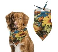 Stylish Pet Bandana for Cats & Dogs, Sunflowers and Butterflies Print Triangle Scarf, Lightweight & Durable, Perfect for Daily Wear Or Special Events