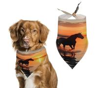 Stylish Pet Bandana for Cats & Dogs, Sunsets Lake Horses Print Triangle Scarf, Lightweight & Durable, Perfect for Daily Wear Or Special Events