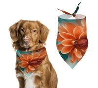 Stylish Pet Bandana for Cats & Dogs, Teal and Orange Flower Print Triangle Scarf, Lightweight & Durable, Perfect for Daily Wear Or Special Events