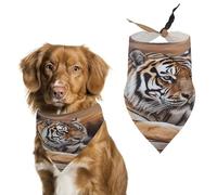 Stylish Pet Bandana for Cats & Dogs, Tiger Lying on Wood Print Triangle Scarf, Lightweight & Durable, Perfect for Daily Wear Or Special Events