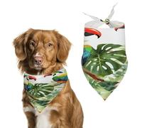 Stylish Pet Bandana for Cats & Dogs, Toucans Parrot Palm Tree Leaves Print Triangle Scarf, Lightweight & Durable, Perfect for Daily Wear Or Special Events