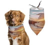 Stylish Pet Bandana for Cats & Dogs, Tropical Beach at Sunset Print Triangle Scarf, Lightweight & Durable, Perfect for Daily Wear Or Special Events