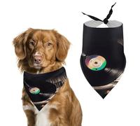Stylish Pet Bandana for Cats & Dogs, Vinyl Records Print Triangle Scarf, Lightweight & Durable, Perfect for Daily Wear Or Special Events