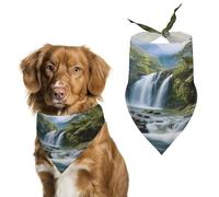 Stylish Pet Bandana for Cats & Dogs, Waterfall Landscape Painting Print Triangle Scarf, Lightweight & Durable, Perfect for Daily Wear Or Special Events
