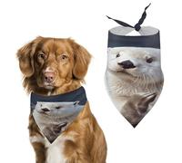 Stylish Pet Bandana for Cats & Dogs, White Otter Print Triangle Scarf, Lightweight & Durable, Perfect for Daily Wear Or Special Events