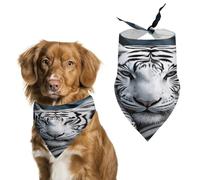 Stylish Pet Bandana for Cats & Dogs, White Tiger Print Triangle Scarf, Lightweight & Durable, Perfect for Daily Wear Or Special Events