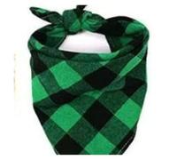 Stylish Pet Bibs for Dogs & Cats - Triangular Checkered Cotton Headbands for All Seasons(Blue green checkered)