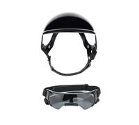 Stylish Pet Motorcycle Helmet with Ear Holes Adjustable Straps Windproof Glasses Set - Lightweight Gear for Outings Parties Rides