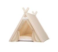 Stylish Pet Teepee Tent with Removable Cushion, Foldable Cat & Dog Tent House for Indoor Use - Cozy Bed,for Small Pets (Multiple Colors)(Beige)