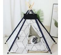 Stylish Pet Teepee Tent with Removable Cushion, Foldable Cat & Dog Tent House with Solid Wood Frame for Indoor Use (Multiple Patterns & Sizes)(H,L)