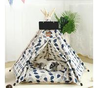 Stylish Pet Teepee Tent with Removable Cushion, Foldable Cat & Dog Tent House with Solid Wood Frame for Indoor Use (Multiple Patterns & Sizes)(C,M)