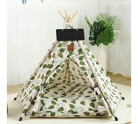 Stylish Pet Teepee Tent with Removable Cushion, Foldable Cat & Dog Tent House with Solid Wood Frame for Indoor Use (Multiple Patterns & Sizes)(B,M)