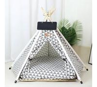 Stylish Pet Teepee Tent with Removable Cushion, Foldable Cat & Dog Tent House with Solid Wood Frame for Indoor Use (Multiple Patterns & Sizes)(M,S)