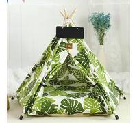 Stylish Pet Teepee Tent with Removable Cushion, Foldable Cat & Dog Tent House with Solid Wood Frame for Indoor Use (Multiple Patterns & Sizes)(A,S)