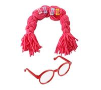 Stylish Pet Wig - Cat Cosplay Headwear | Plush Fabric with Braids, PVC Glasses with Adjustable Strap, Costume Accessory for Kittens Puppies Holiday Carnival Christmas Photoshoots