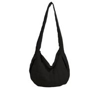 Stylish pleated lightweight nylon large capacity bag for daily commuting, travel, cloud inspired, Black/White, Massive Beauty