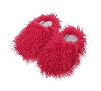 Stylish plush slippers, unisex leisure hat shoes, lightweight comfortable cotton slippers, plain warm felt slippers, soft non-slip slippers, slippers with closed toes, red, 10 UK