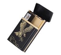 Stylish Portable Cigarette Box with Electric Lighter USB Charging(Golden Eagle)