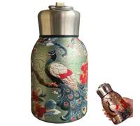 Stylish & Portable Insulated Water Bottle, Keep Drinks Hot or Cold, Hot Cold 24h, Peacock Floral Tea Pot, Stainless Steel Thermal Coffee Thermo, Vintage Flower Pattern Water Bottle (Green Peacock)