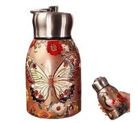 Stylish & Portable Insulated Water Bottle, Keep Drinks Hot or Cold, Hot Cold 24h, Peacock Floral Tea Pot, Stainless Steel Thermal Coffee Thermo, Vintage Flower Pattern Water Bottle (Butterfly)