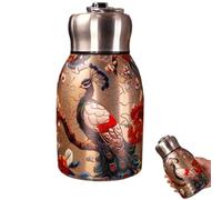 Stylish & Portable Insulated Water Bottle, Keep Drinks Hot or Cold, Hot Cold 24h, Peacock Floral Tea Pot, Stainless Steel Thermal Coffee Thermo, Vintage Flower Pattern Water Bottle (Golden Peacock)