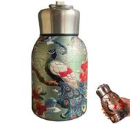 Stylish & Portable Insulated Water Bottle, Keep Drinks Hot or Cold, Hot Cold 24h, Peacock Floral Tea Pot, Stainless Steel Thermal Coffee Thermo, Vintage Flower Pattern Water Bottle (Green Peacock)