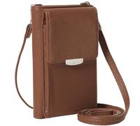 Stylish PU Leather Phone Bag for Women - Small RFID Crossbody Shoulder Purse with Adjustable Strap & Card Slots - Mobile Wallet with Gift Box - Candice (Tan Brown)