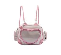 Stylish PU Leather School Bag Shoulder Bags Crossbody Purse Handbag with Clear Window and Adjustable Strap Youth Fashion Backpacks