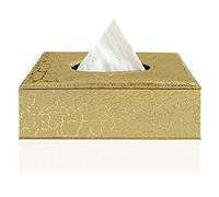 Stylish PU Leather Tissue Box Holder, Modern Rectangular Napkin Holder Pumping Paperchase Dispenser (Golden Lightning)