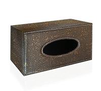 Stylish PU Leather Tissue Box Holder, Modern Rectangular Napkin Holder Pumping Paperchase Dispenser (Retro Pattern)