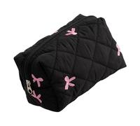 Stylish Quilted Makeup Organiser with Bowknot Print Elegant Lipstick Holder Cosmetic Bag for Sophisticated Ladies Soft Tone Lipstick Holder