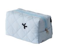 Stylish Quilted Makeup Organiser with Bowknot Print Elegant Lipstick Holder Cosmetic Bag for Sophisticated Ladies Soft Tone Lipstick Holder