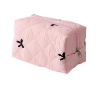 Stylish Quilted Makeup Organiser with Bowknot Print Elegant Lipstick Holder Cosmetic Bag for Sophisticated Ladies Soft Tone Lipstick Holder