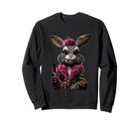 Stylish Rabbit Portrait Fashion Bunny Wine Glass Graphic Sweatshirt