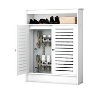 Stylish Radiator Covers for Living Room & Bathroom, Decorative Heating Storage Organizer with 2 Doors, Multi-functional Shoe & Towel Shelf, 70x90x20cm/28x35x8in