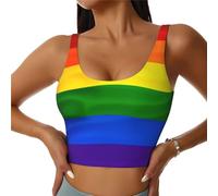 Stylish Rainbow Flag Women's Sports Vest – Sleeveless Crop Tank Top with Removable Bra Pads, Lightweight and Comfortable for Yoga, Gym, Running, and Daily Wear