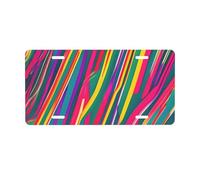 Stylish Rainbow Lines Aluminum Front License Just One License Plate Frame Anti Rattle Design