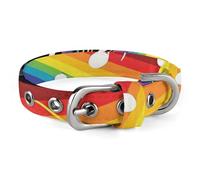 Stylish Rainbow Musical Note Melody Dog Collar with Stainless Steel Buckle Lightweight Cute Printed Cat Collar Adjustable Pet Collars for Small Medium Large Dogs and Cats