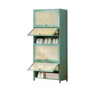 Stylish Rattan Shoe Rack Cabinet with Flip-Up Doors 5/7/9/11-Tier Storage Solution for Closet Hallway Bedroom Entryway Adjustable Shelves Green Color