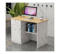 Stylish Reception Desk with Lockable Drawer -Checkout Counter for Shops Salons & Hotels - Elegant Wood & Marble Finish 120CM/47 - Perfect for Customer Service